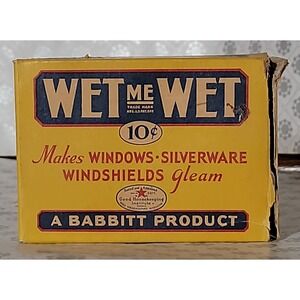 Vintage Wet Me Wet 10c Cleaner Babbitt Product Windows Silverware Windshields